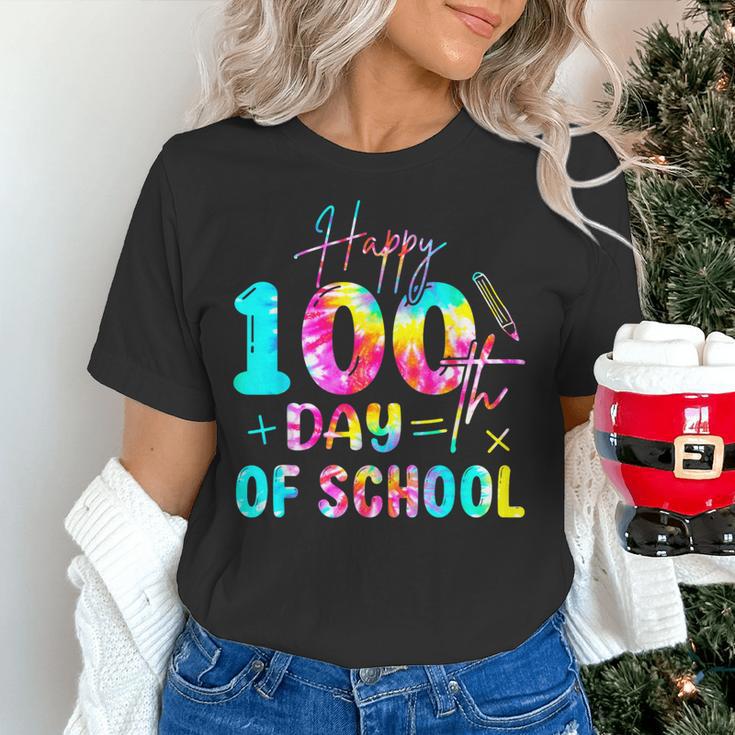 Tie Dye Happy 100th Day Of School Teacher Student 100 Days Women's T-Shirt, gift for family, gift for coworker