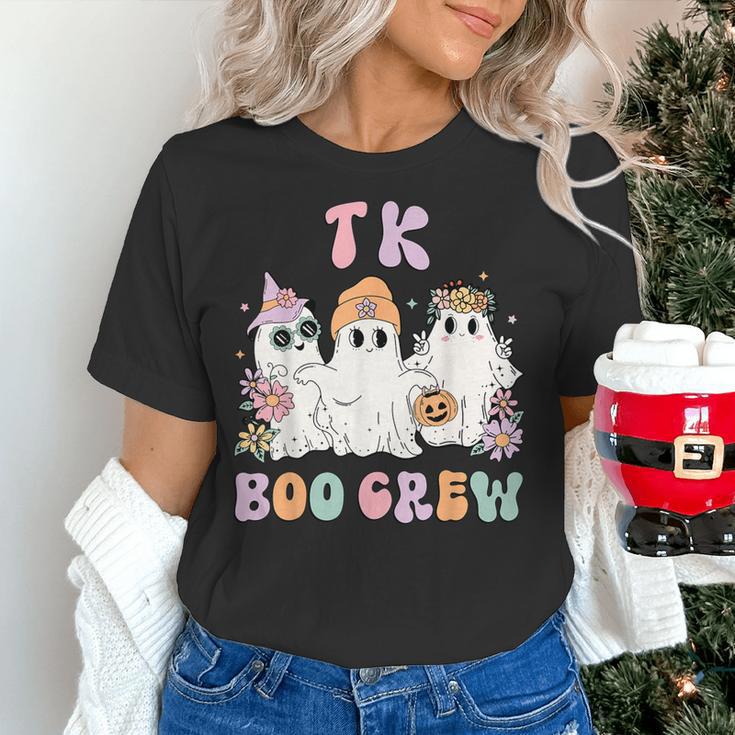 TK Boo Crew Retro Groovy Halloween Floral Ghost TK Teacher Women's T-Shirt, Groovy Teacher Shirts, gift for family, gift for coworker TK Boo Crew Retro Groovy Halloween Floral Ghost TK Teacher Women's T-Shirt, Groovy Teacher Shirts, gift for family, gift for coworker