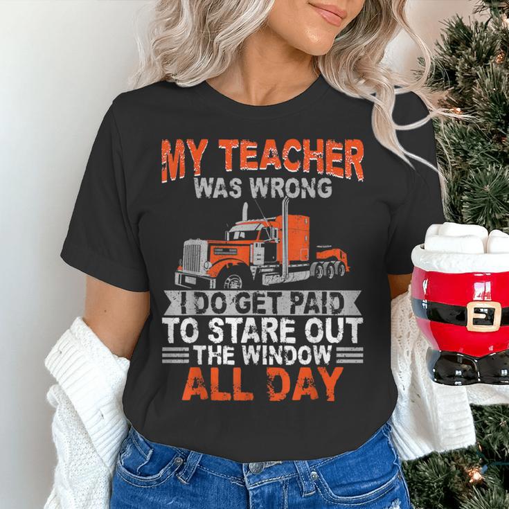 Trucker Truck Driver Vintage My Teacher Was Wrong I Do Get Women's T-Shirt, gift for family, gift for coworker