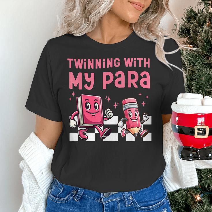 Twinning With My Para Teacher Matching Paraprofessional 70s For Men Women Women's T-Shirt, gift for family, gift for coworker Twinning With My Para Teacher Matching Paraprofessional 70s For Men Women Women's T-Shirt, gift for family, gift for coworker