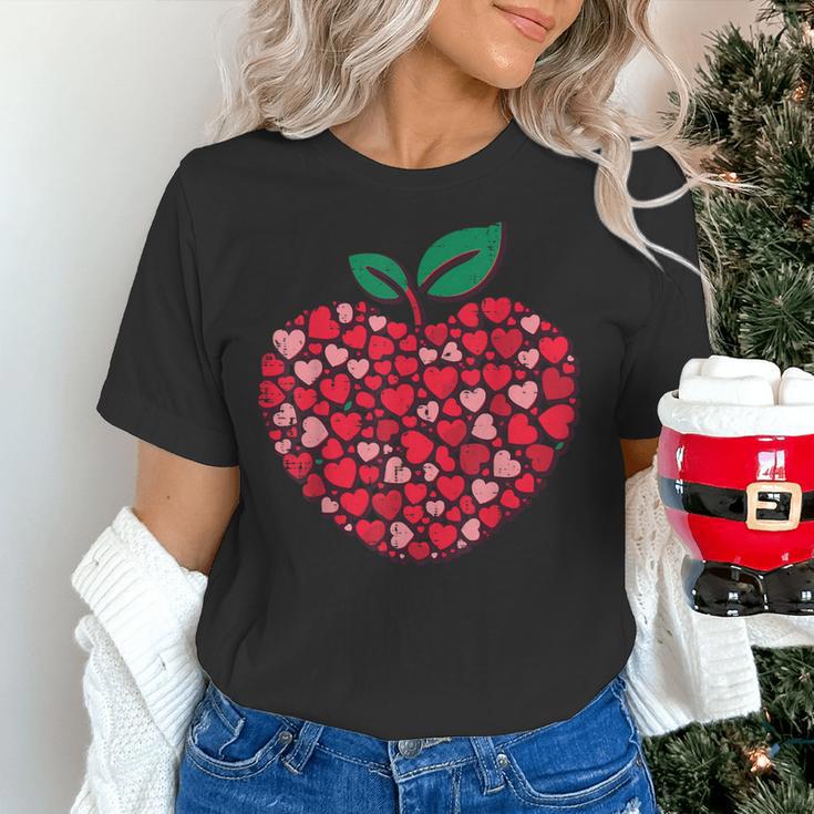 Valentines Day Teacher Hearts Apple Love Teach Women Men Women's T-Shirt, gift for family, gift for coworker Valentines Day Teacher Hearts Apple Love Teach Women Men Women's T-Shirt, gift for family, gift for coworker