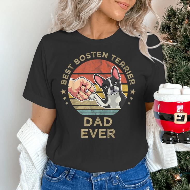 Vintage Best Boston Terrier Dad Ever Dog Father Father's Day Men Girls Kids Women's T-Shirt, Boston Terrier Dad Shirts, gift for family, gift for coworker
