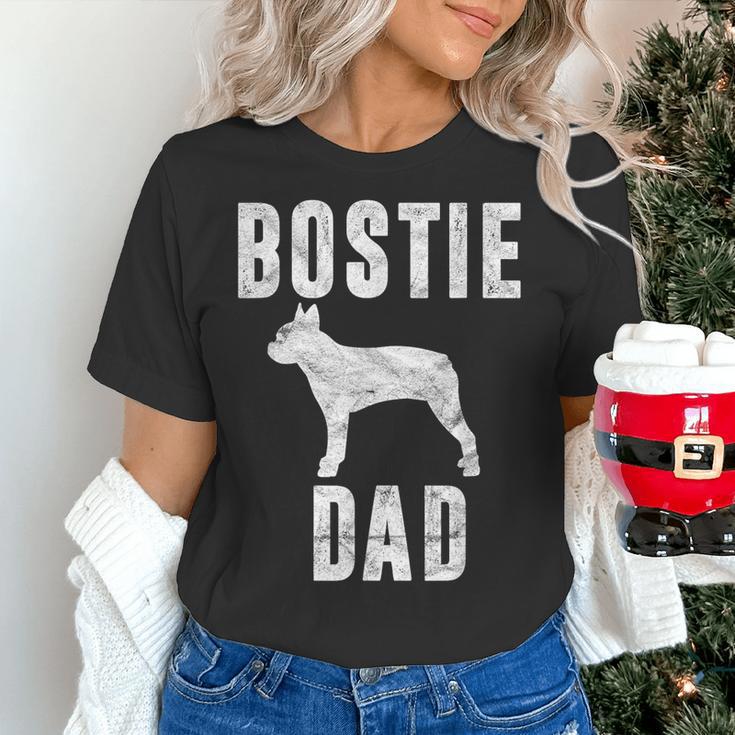 Vintage Boston Terrier Dad Dog Daddy Bostie Father Women's T-Shirt, Boston Terrier Dad Shirts, gift for family, gift for coworker