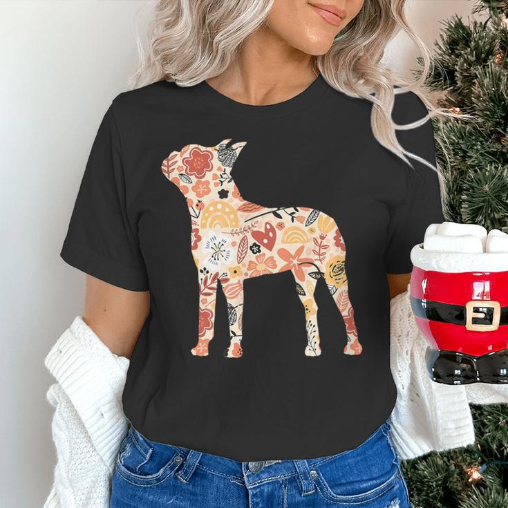 Vintage Floral Boston Terrier For Dog Lover Women's T-Shirt, gift for family, gift for coworker