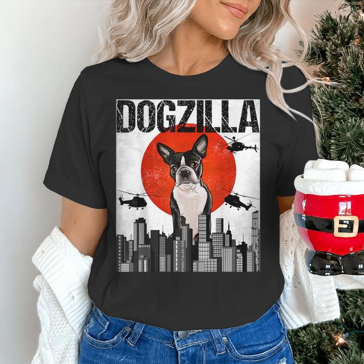 Vintage Japanese Dogzilla Boston Terrier Women's T-Shirt, gift for family, gift for coworker