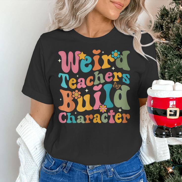 Vintage Teacher Sayings Weird Teachers Build Character For Men Women Women's T-Shirt, gift for family, gift for coworker
