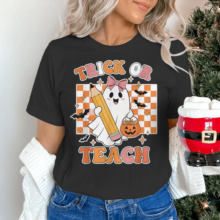 Vintage Teacher Shirt Women Trick Or Teach Halloween Women's T-Shirt, gift for family, gift for coworker Vintage Teacher Shirt Women Trick Or Teach Halloween Women's T-Shirt, gift for family, gift for coworker