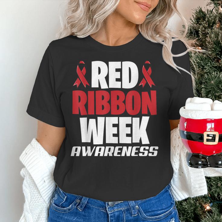 We Wear Red For Red Ribbon Week Awareness Mothers Teachers Women's T-Shirt, gift for family, gift for coworker We Wear Red For Red Ribbon Week Awareness Mothers Teachers Women's T-Shirt, gift for family, gift for coworker