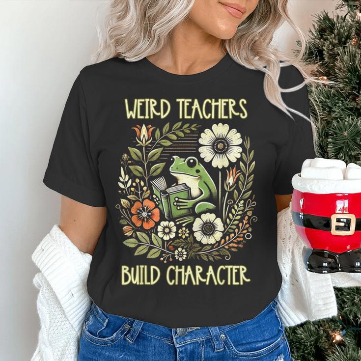 Weird Teachers Build Character Frog Reading Book Librarian Women's T-Shirt, gift for family, gift for coworker Weird Teachers Build Character Frog Reading Book Librarian Women's T-Shirt, gift for family, gift for coworker