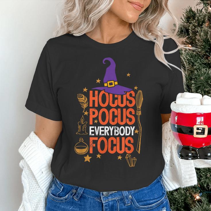 Witchy Halloween Hocus Pocus Everybody Focus Teacher Pumpkin Women's T-Shirt, gift for family, gift for coworker