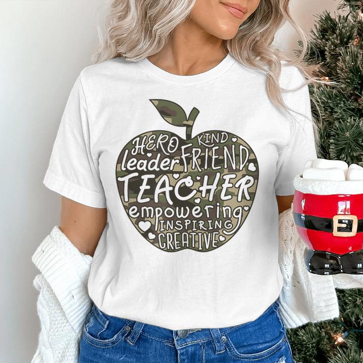 Apple Camoflauge Clothing Camo Student Teacher Cute School Women's T-Shirt, gift for family, gift for coworker