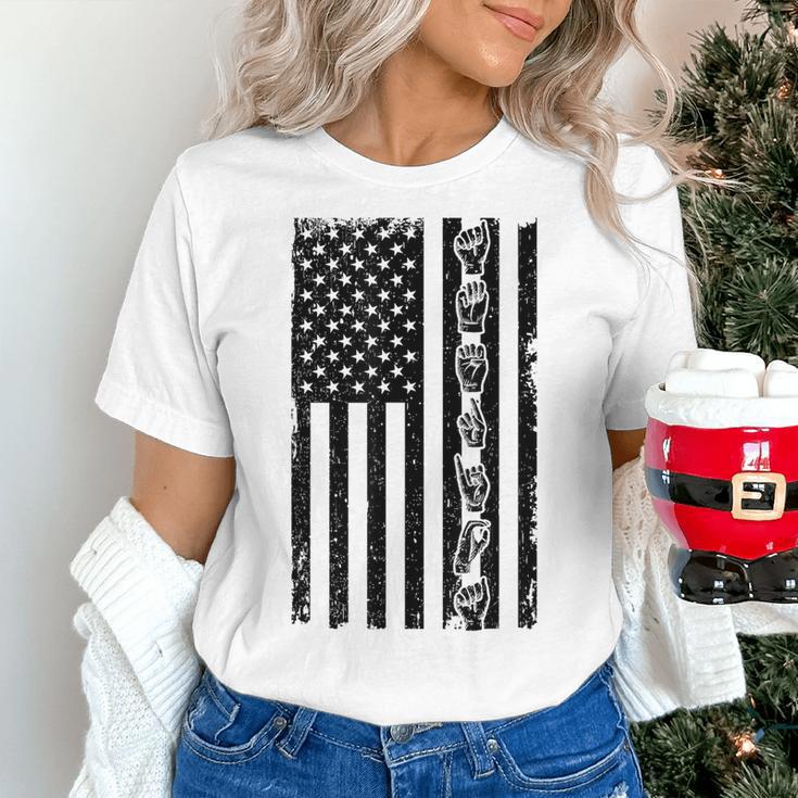 ASL Flag Sign Language Deaf ASL Teacher For Men Women Women's T-Shirt, gift for family, gift for coworker