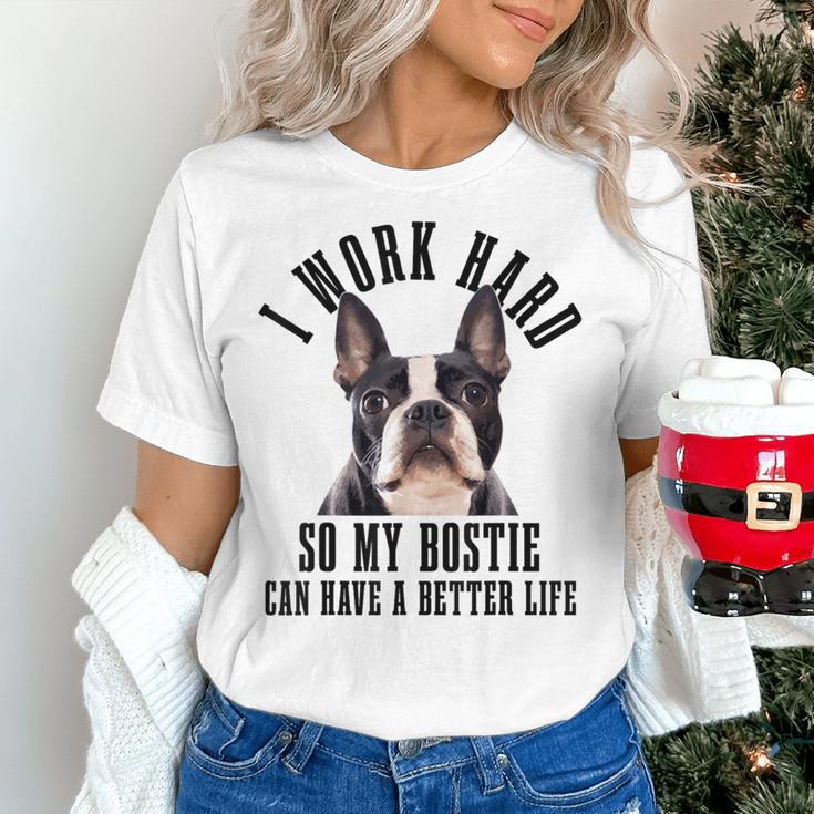 Bostie Mama Dog Dad Boston Terrier For Men Women Women's T-Shirt, Boston Terrier Dad Shirts, gift for family, gift for coworker
