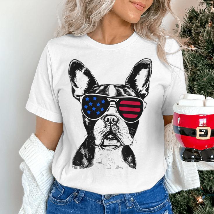 Boston Terrier Dog 4th July America USA Flag Men Women Kids Women's T-Shirt, Boston Terrier 4th Of July Shirts, gift for family, gift for coworker