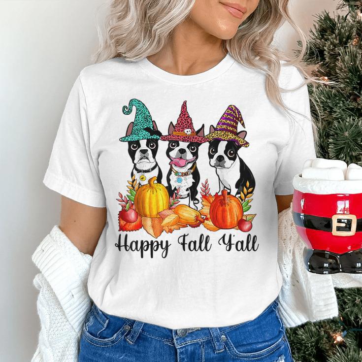 Boston Terrier Dog Lover Fall Ya'Ll Halloween Costume Men Women Women's T-Shirt, Boston Terrier Halloween Shirts, gift for family, gift for coworker