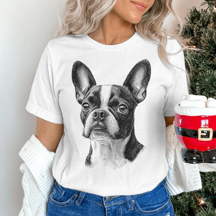 Boston Terrier Dog Motif Pet Illustration Boston Terrier For Men Women Kids Women's T-Shirt, gift for family, gift for coworker