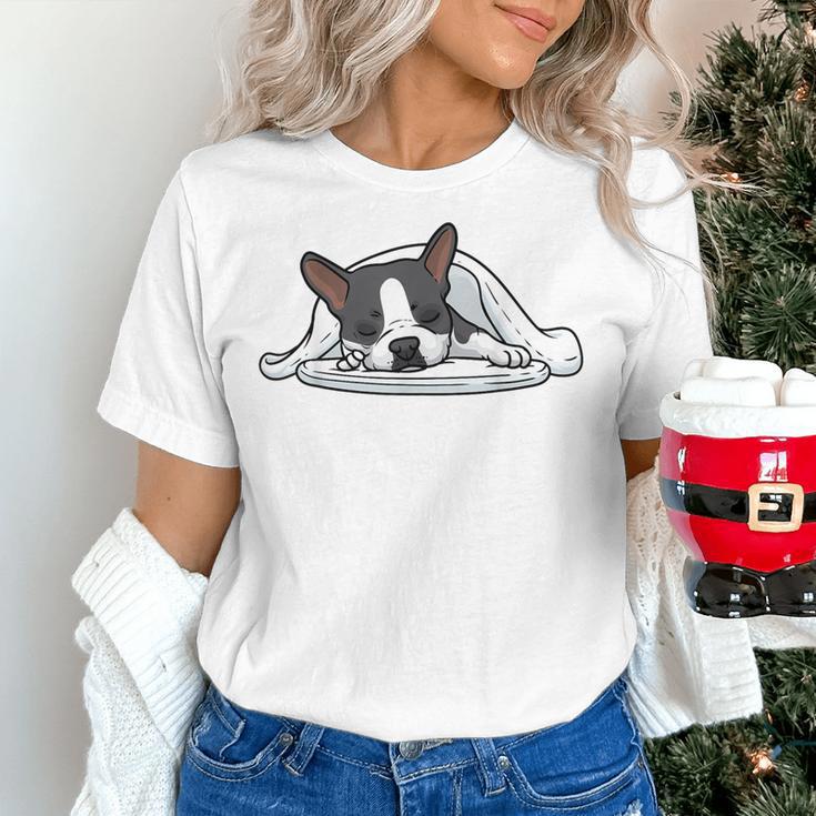 Boston Terrier Dog Official Sleeping Men Women Girls Kids Women's T-Shirt, gift for family, gift for coworker