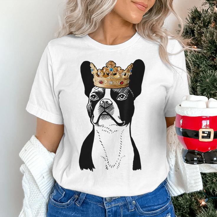 Boston Terrier Dog Wearing Crown For Men Women Girls Kids Women's T-Shirt, gift for family, gift for coworker
