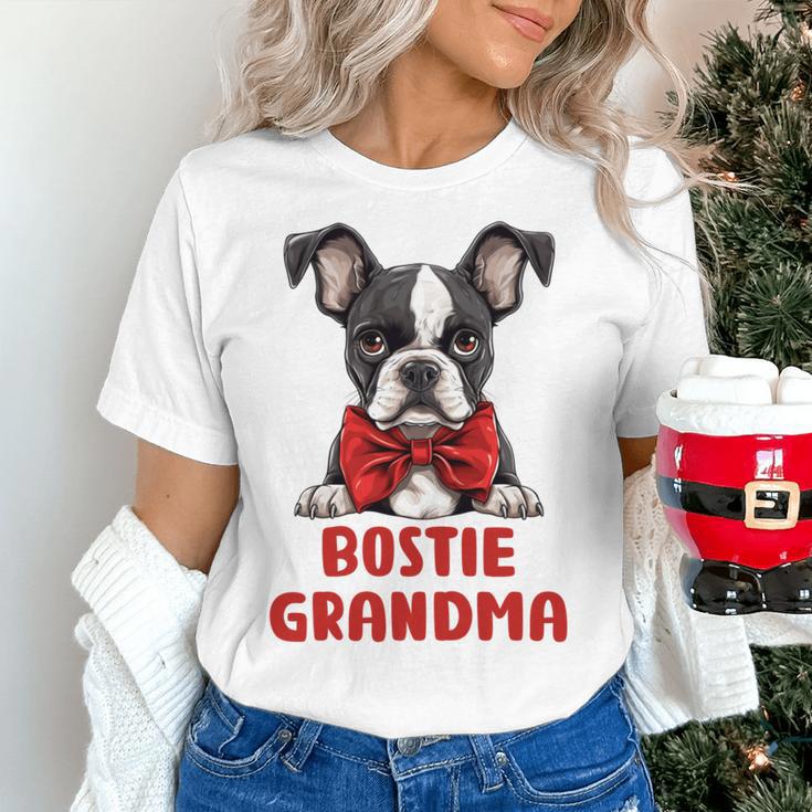 Boston Terrier Grandma Dog Lovers Puppy Bostie Owner Women's T-Shirt, gift for family, gift for coworker