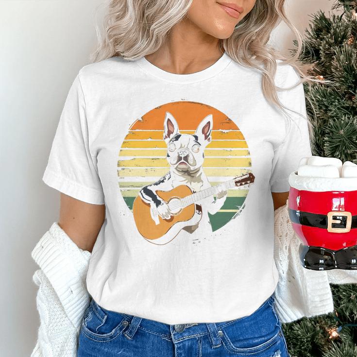 Boston Terrier Guitar Retro Women's T-Shirt, gift for family, gift for coworker