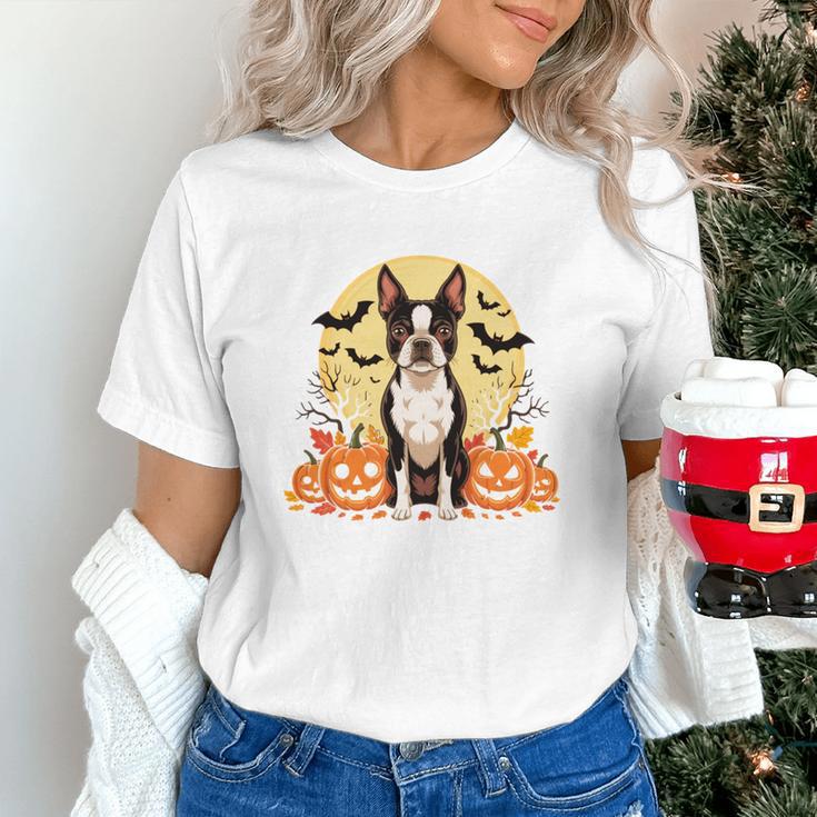 Boston Terrier Halloween Dog Lover Pumpkin Costume Women's T-Shirt, Boston Terrier Halloween Shirts, gift for family, gift for coworker