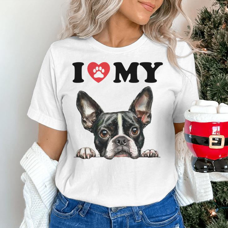 Boston Terrier I Heart My Dog Dog Lover Women's T-Shirt, gift for family, gift for coworker