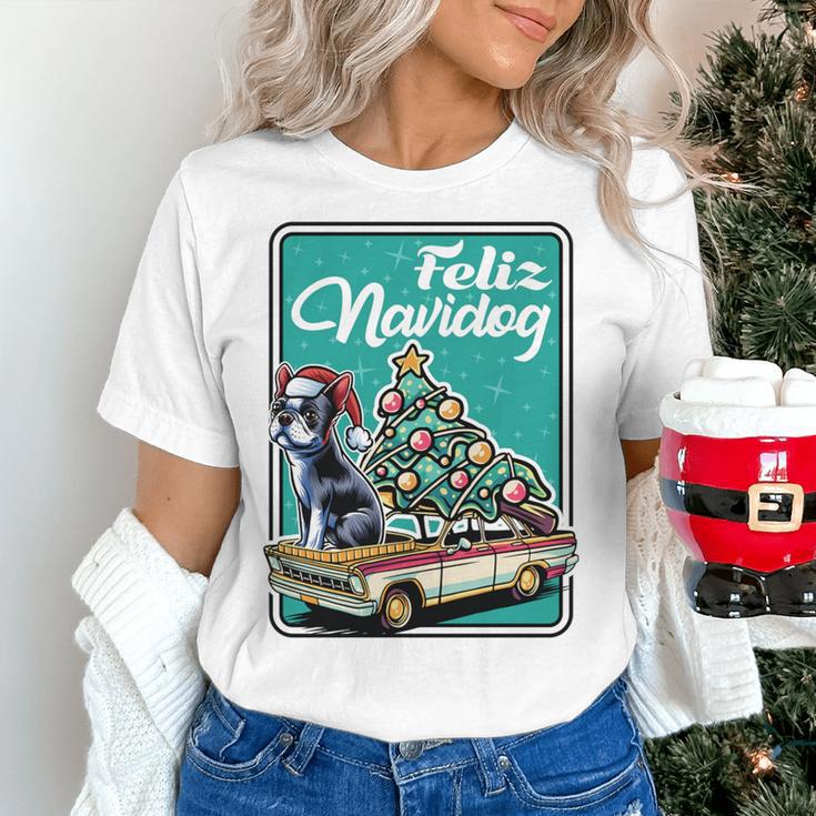 Boston Terrier Merry Christmas Tree Truck Dog X-Mas Women's T-Shirt, Boston Terrier Christmas Shirts, gift for family, gift for coworker