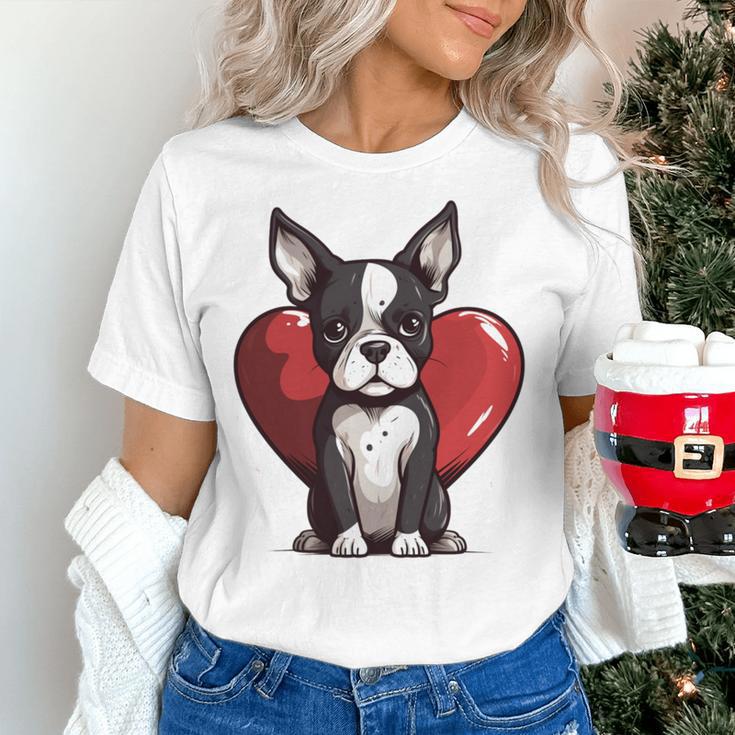 Boston Terrier Mom Dad Bostie Dog Lover Valentines Day Women's T-Shirt, Boston Terrier Dad Shirts, Boston Terrier Mom Shirts, gift for family, gift for coworker