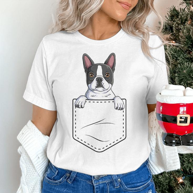 Boston Terrier In The Pocket Cute Boston Terrier Dog Lovers Men Women Girls Kids Women's T-Shirt, gift for family, gift for coworker