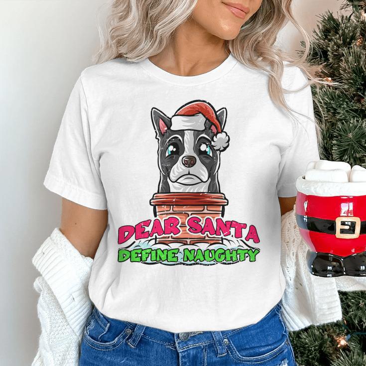 Boston Terrier Santa Claus Christmas Dog Women's T-Shirt, Boston Terrier Christmas Shirts, gift for family, gift for coworker