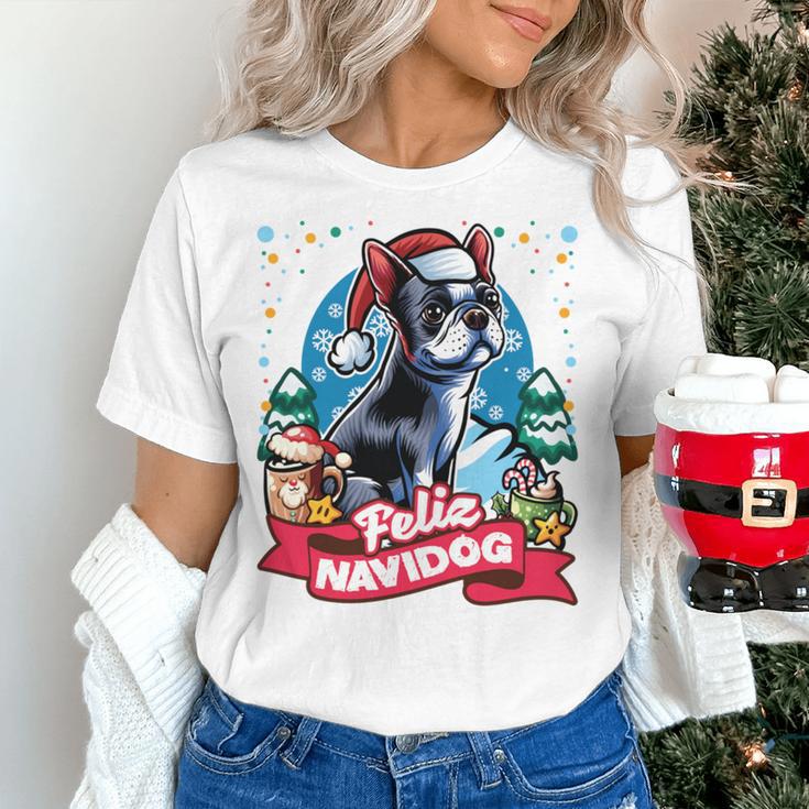 Boston Terrier Santa Claus Coffee Mug Merry Christmas Dogs Women's T-Shirt, Boston Terrier Christmas Shirts, gift for family, gift for coworker