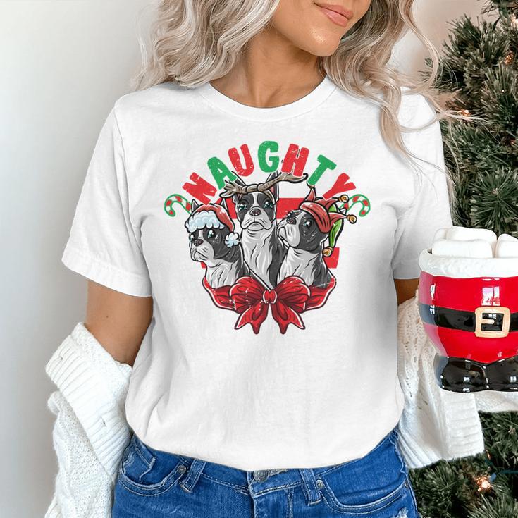 Boston Terrier Santa Claus Elf Reindeer Christmas Dog X-Mas Women's T-Shirt, Boston Terrier Christmas Shirts, gift for family, gift for coworker