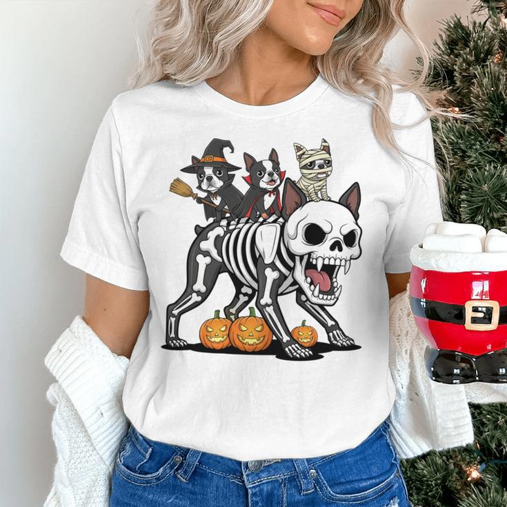 Boston Terrier Skeleton Mummy Witch Halloween Women's T-Shirt, Boston Terrier Halloween Shirts, gift for family, gift for coworker