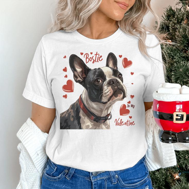 Boston Terrier Is My Valentine Cute Pet Dog Owner Valentine Women's T-Shirt, gift for family, gift for coworker