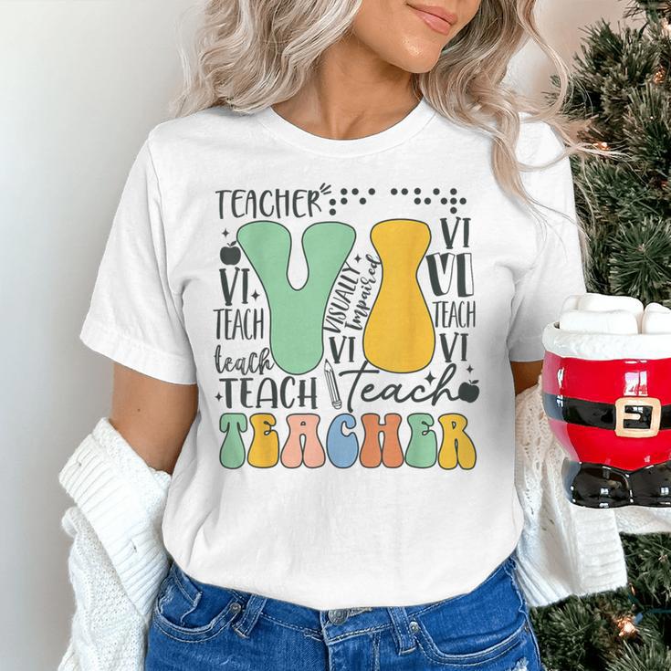 Braille Teacher Of The Visually Impaired Groovy VI Teacher Women's T-Shirt, Groovy Teacher Shirts, gift for family, gift for coworker