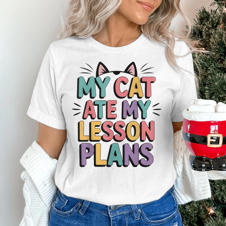 My Cat Ate My Lesson Plans Teacher Cat Humor Women's T-Shirt, gift for family, gift for coworker My Cat Ate My Lesson Plans Teacher Cat Humor Women's T-Shirt, gift for family, gift for coworker