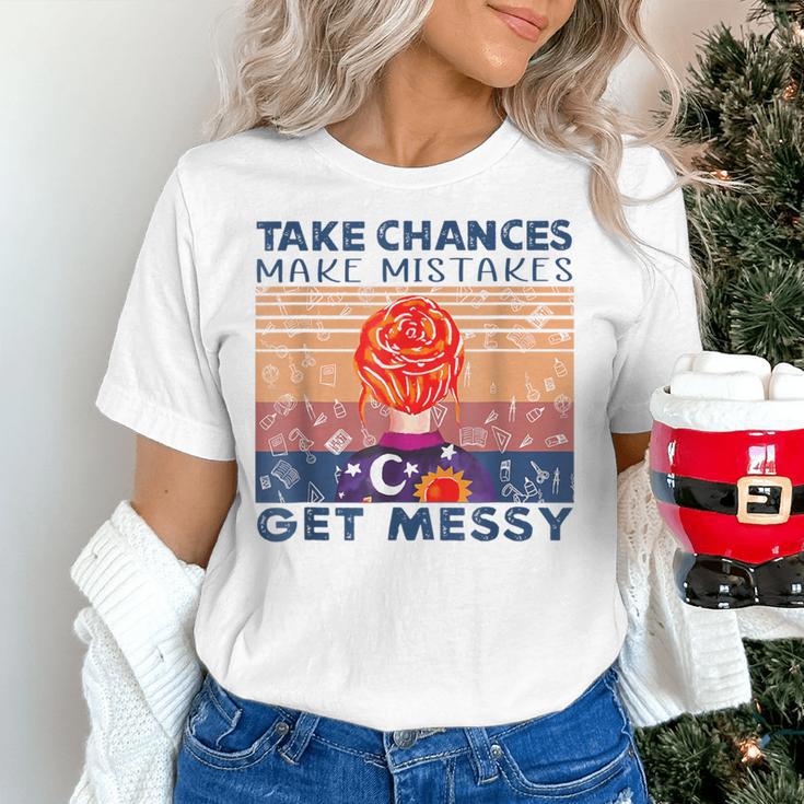 Take Chances Make Mistakes Get Messy Vintage Teacher Life Women's T-Shirt, gift for family, gift for coworker