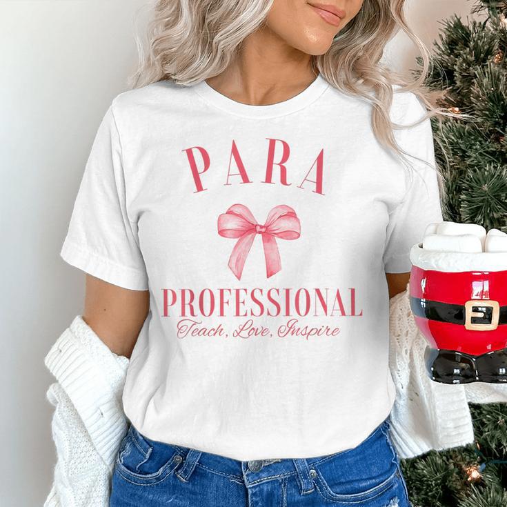 Coquette Bow Paraprofessional School Para Squad Teacher Aide Women's T-Shirt, gift for family, gift for coworker Coquette Bow Paraprofessional School Para Squad Teacher Aide Women's T-Shirt, gift for family, gift for coworker