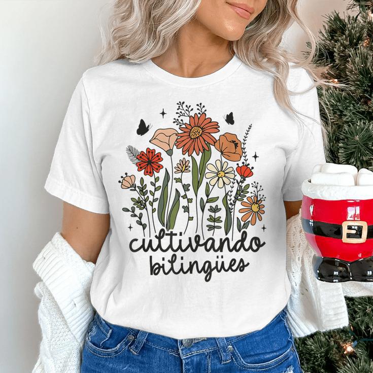 Cultivando Bilingues Dual Language Crew Bilingual Teacher Men Women Girls Kids Women's T-Shirt, gift for family, gift for coworker