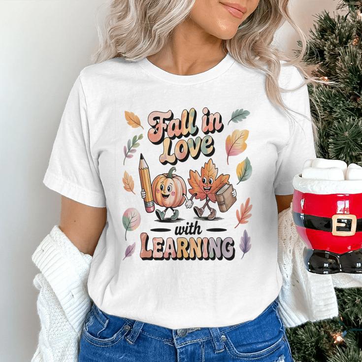 Fall In Love With Learning Teacher Autumn School Women's T-Shirt, gift for family, gift for coworker Fall In Love With Learning Teacher Autumn School Women's T-Shirt, gift for family, gift for coworker