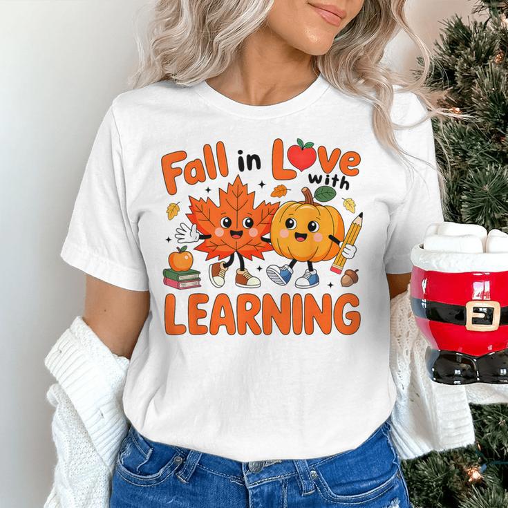 Fall In Love With Learning Thanksgiving Teacher Student Kids Women's T-Shirt, gift for family, gift for coworker Fall In Love With Learning Thanksgiving Teacher Student Kids Women's T-Shirt, gift for family, gift for coworker