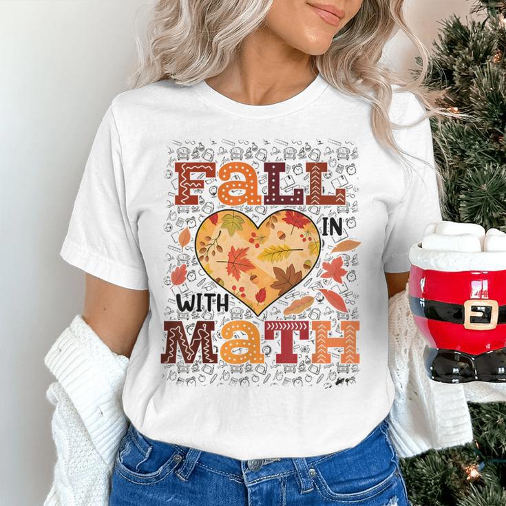 Fall Teacher Fall In Love With Math Math Thanksgiving For Men Women Women's T-Shirt, gift for family, gift for coworker Fall Teacher Fall In Love With Math Math Thanksgiving For Men Women Women's T-Shirt, gift for family, gift for coworker
