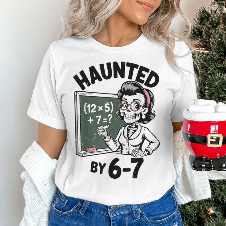 Haunted 67 Skeleton Math Teacher Halloween Costume Math Pun Women's T-Shirt, gift for family, gift for coworker