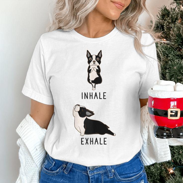 Inhale Exhale Yoga Boston Terrier Tshirt Women's T-Shirt, gift for family, gift for coworker