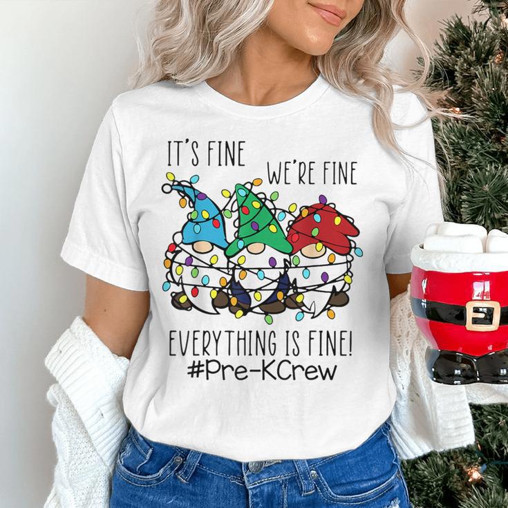 It's Fine We'Re Fine Gnome Pre-K Teacher Christmas Light For Men Women Women's T-Shirt, gift for family, gift for coworker