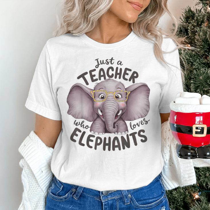 Just a Teacher Who Loves Elephants Elephant Lover Educator Women's T-Shirt, gift for family, gift for coworker
