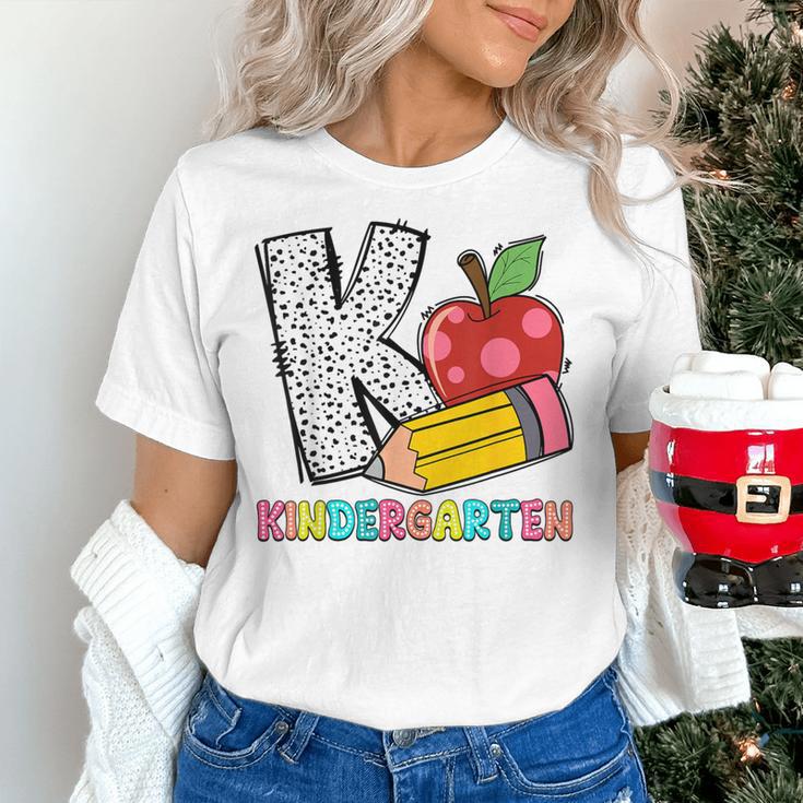 K Is For Kindergarten Teacher Pencil Apple Back To School Women's T-Shirt, gift for family, gift for coworker
