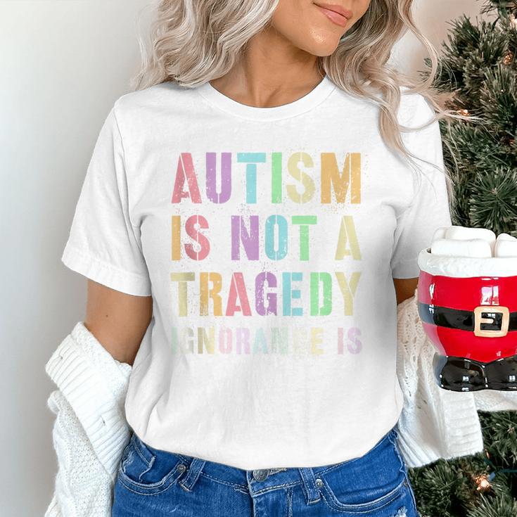 Kids AUTISM IS NOT A TRAGEDY IGNORANCE IS Proud Teacher Crew Women's T-Shirt, gift for family, gift for coworker Kids AUTISM IS NOT A TRAGEDY IGNORANCE IS Proud Teacher Crew Women's T-Shirt, gift for family, gift for coworker