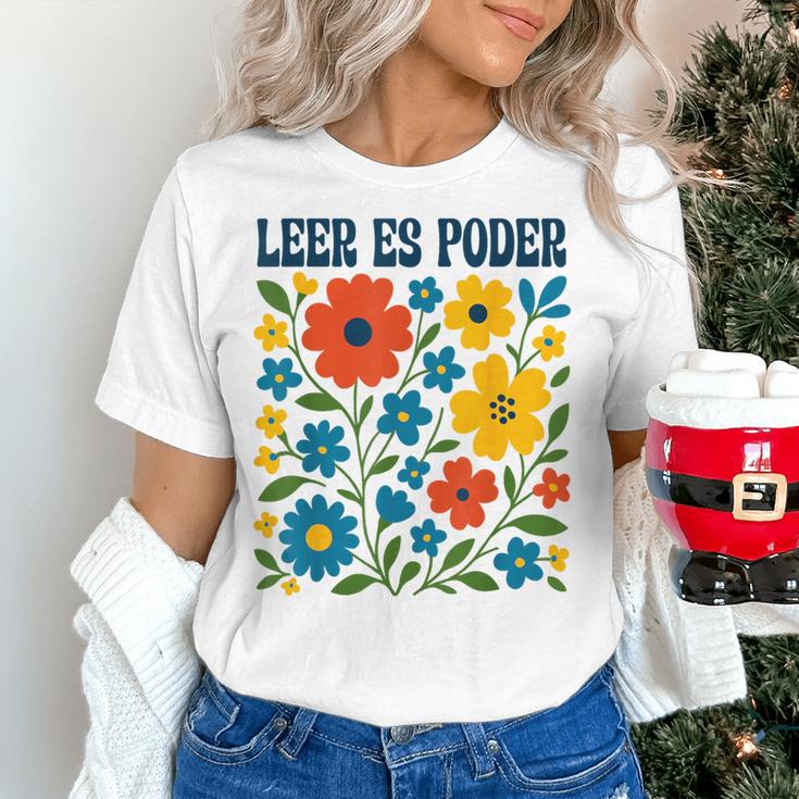 Leer Es Poder Cute Floral Boho Spanish Teacher Reading Women's T-Shirt, gift for family, gift for coworker Leer Es Poder Cute Floral Boho Spanish Teacher Reading Women's T-Shirt, gift for family, gift for coworker