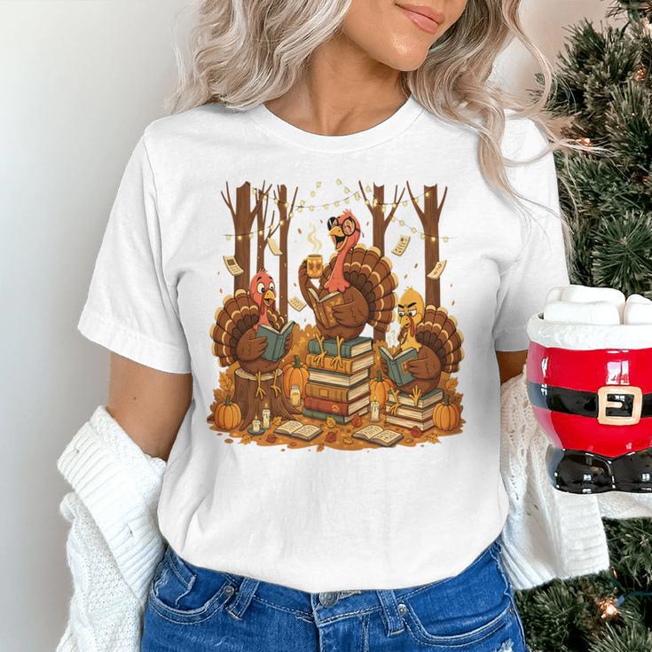 Librarian Turkey Reading Book Fall Thanksgiving Teacher Book Women's T-Shirt, gift for family, gift for coworker Librarian Turkey Reading Book Fall Thanksgiving Teacher Book Women's T-Shirt, gift for family, gift for coworker